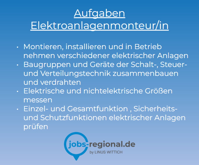 Aufgaben - Ausbildungsberuf Elektroanlagenmonteur