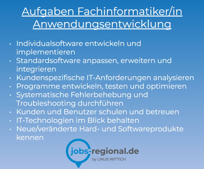 Aufgaben - Ausbildungsberuf Fachinformatiker für Anwendungsentwicklung
