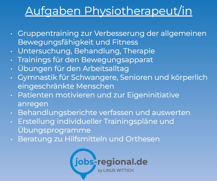 Aufgaben - Ausbildungsberuf Physiotherapeut