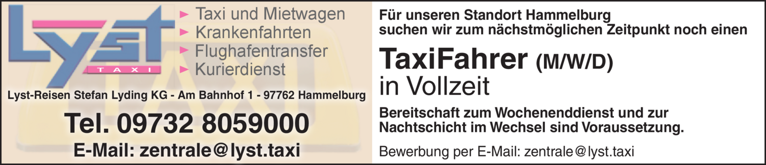 Taxifahrer (m/w/d)