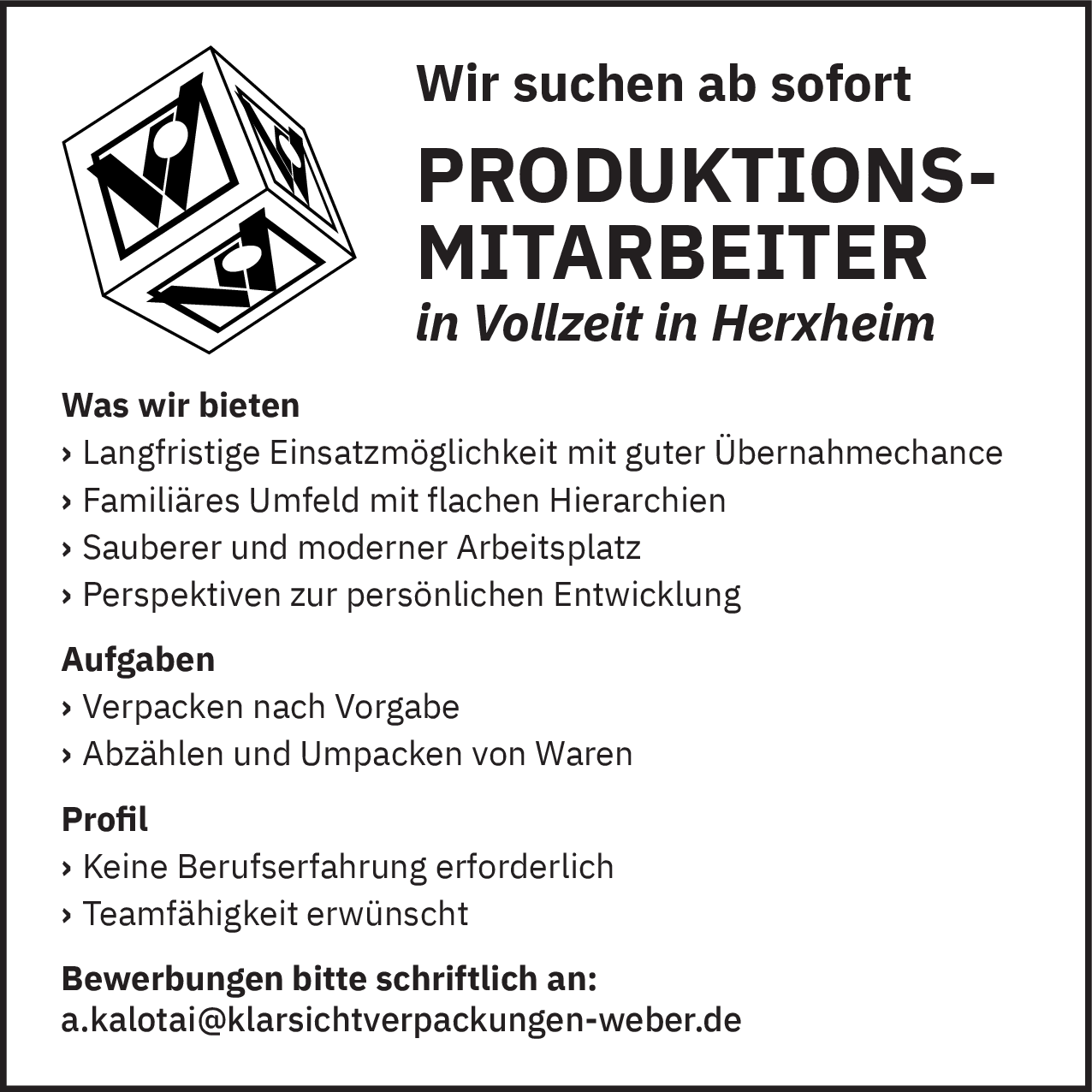 Produktionsmitarbeiter (m/w/d)
