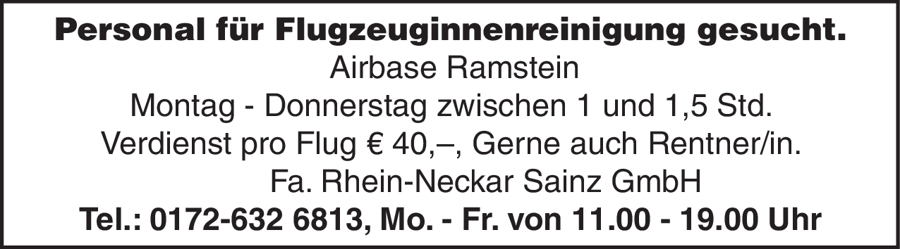 Personal für Flugzeuginnenreinigung (m/w/d)