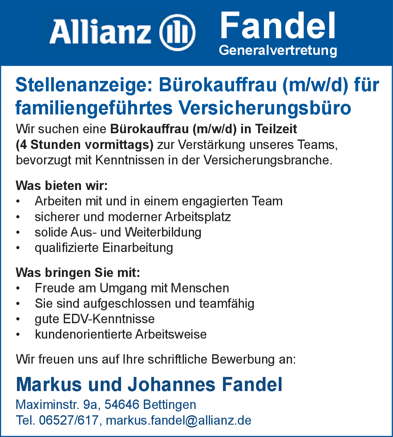 Bürokauffrau (m/w/d)