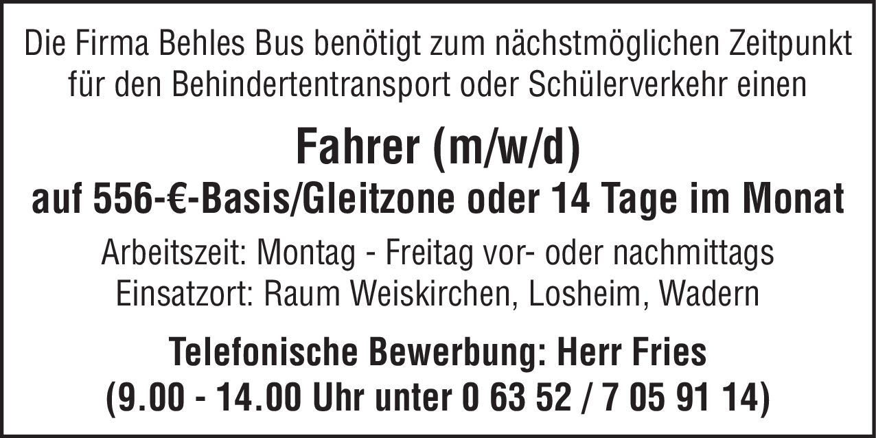 Fahrer (m/w/d)