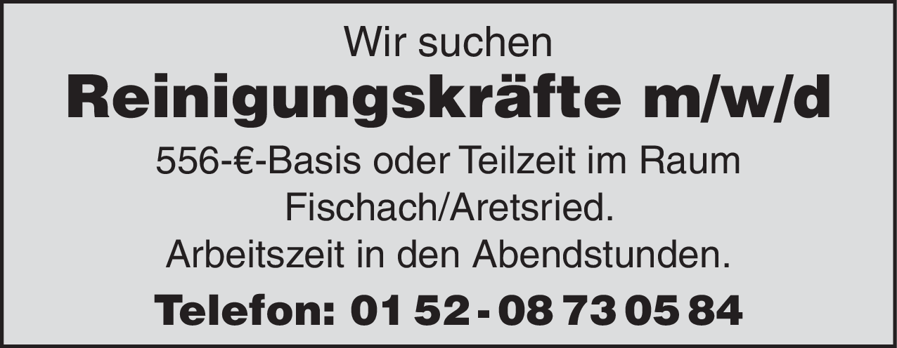 Reinigungskraft (m/w/d)