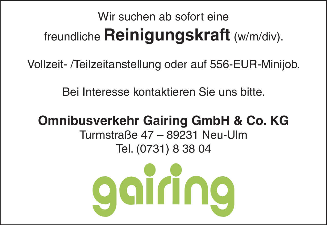 Reinigungskraft (w/m/div)