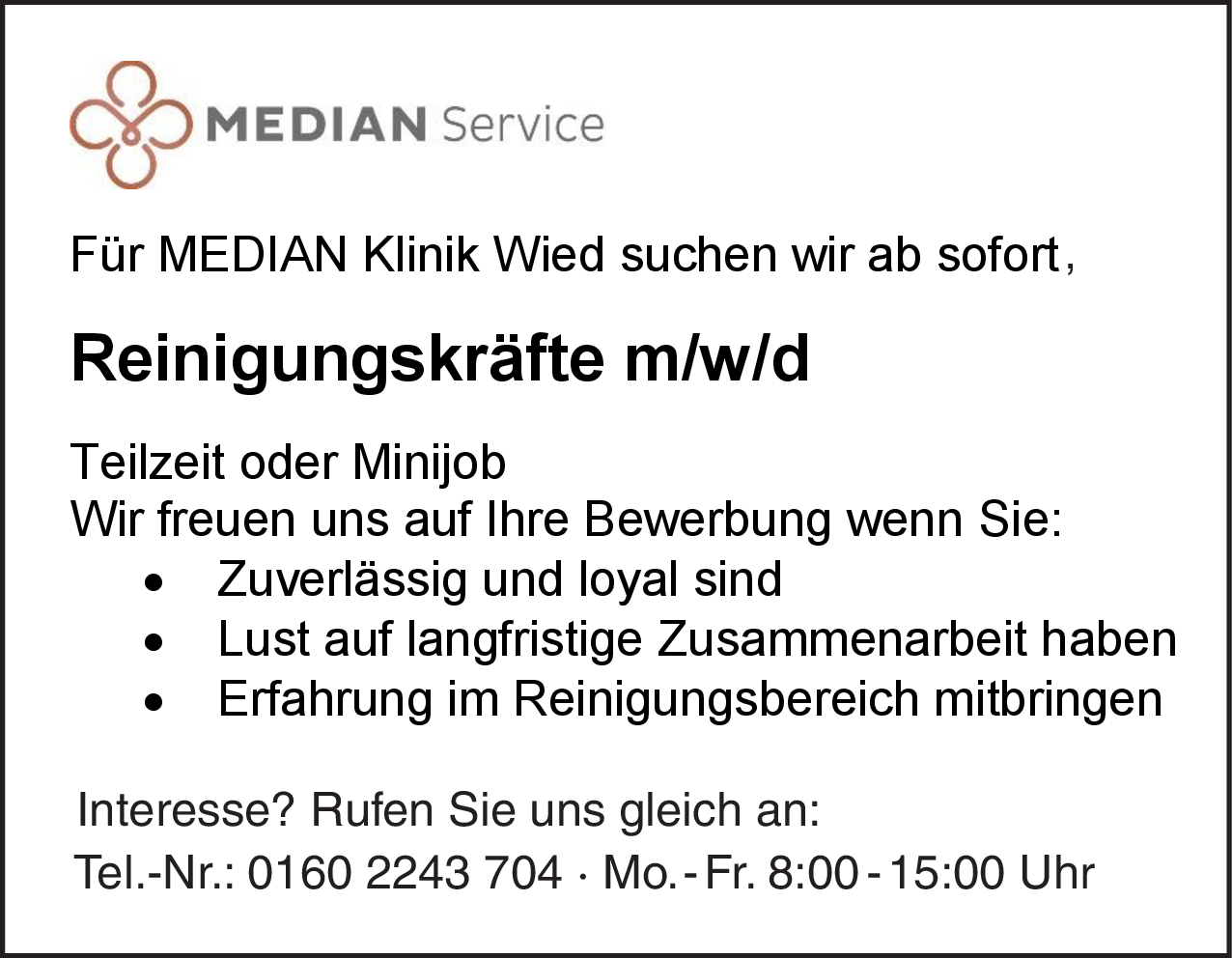 Reinigungskraft (m/w/d)