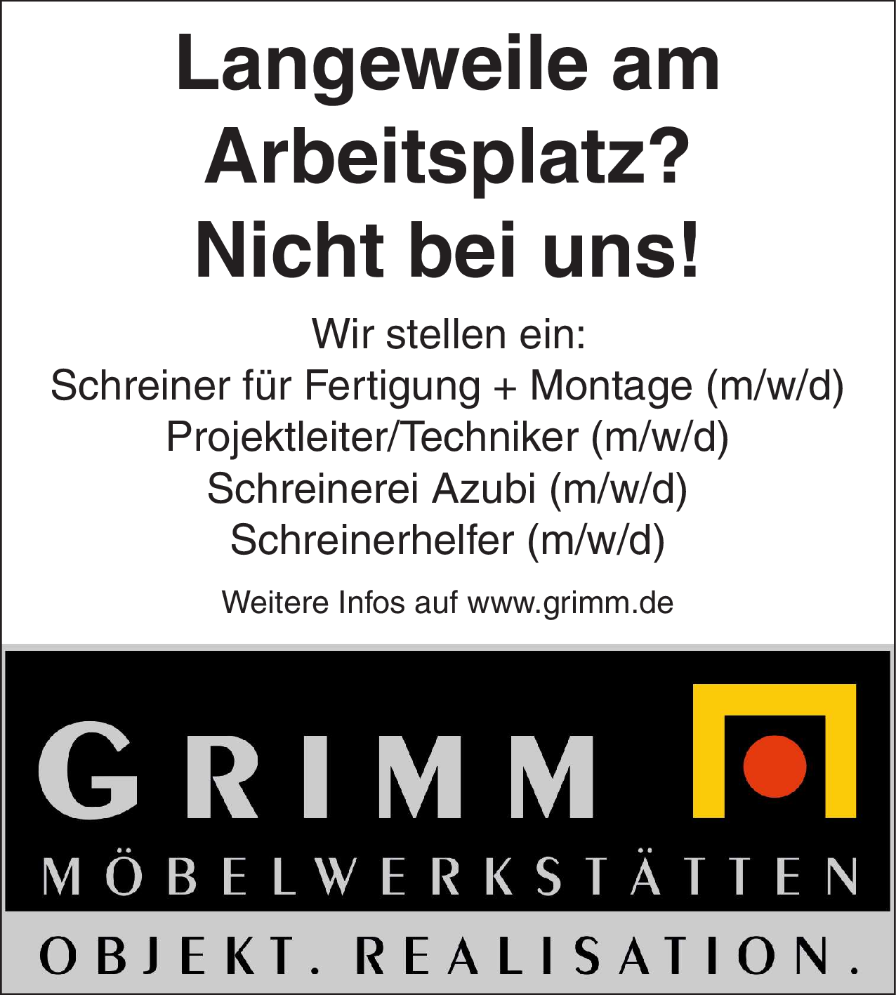 Schreinerei Azubi (m/w/d)