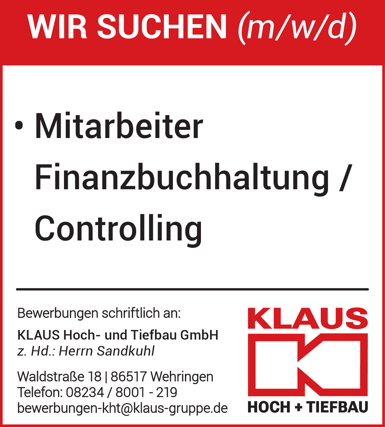 Mitarbeiter Finanzbuchhaltung / Controlling (m/w/d)
