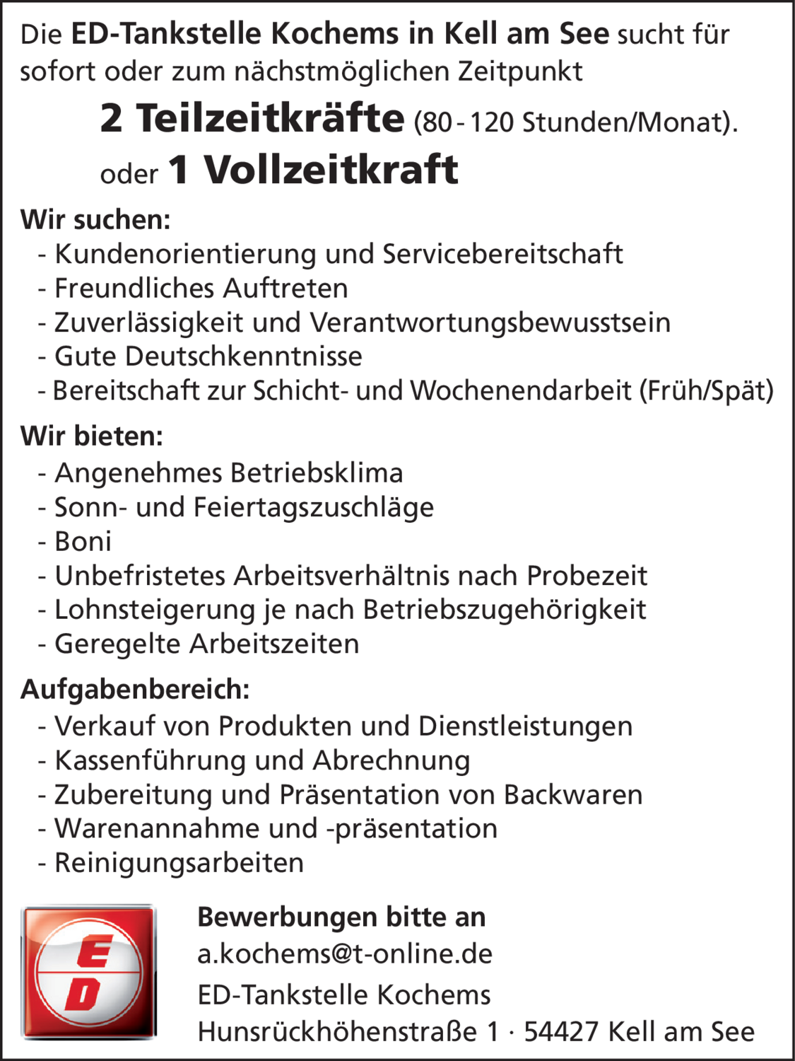 Vollzeitkraft (m/w/d)
