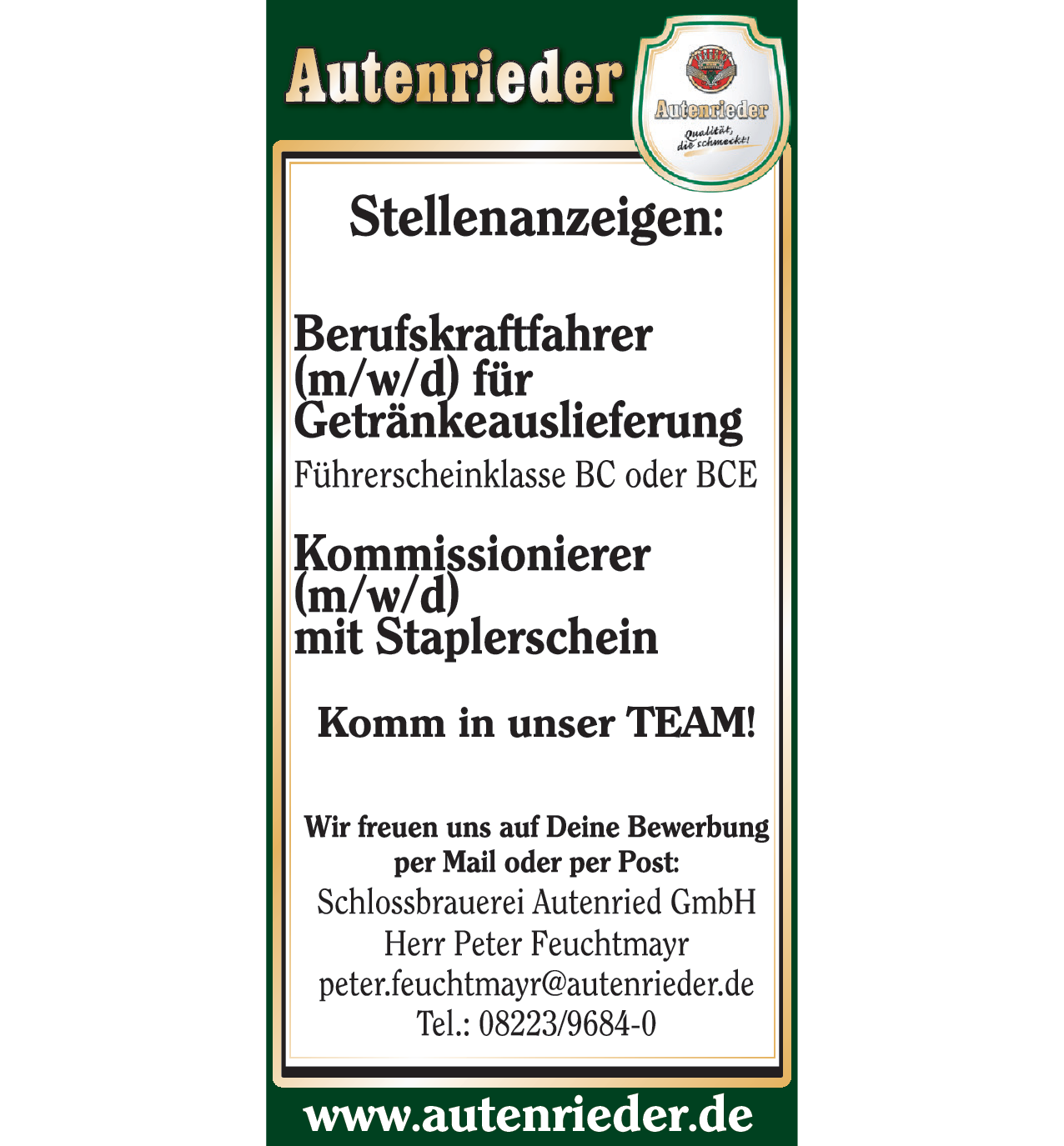 Berufskraftfahrer (m/w/d) für Getränkeauslieferung