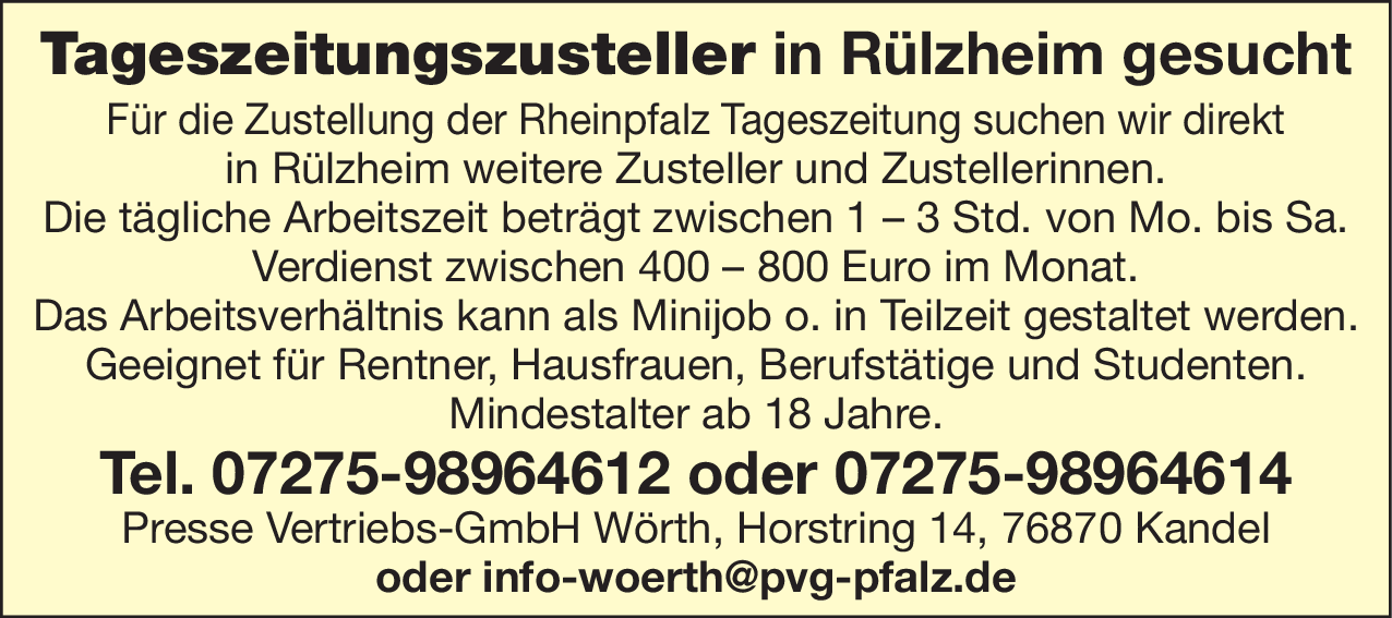 Tageszeitungszusteller (m/w/d)