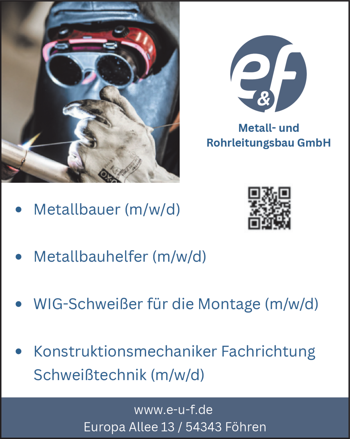 Konstruktionsmechaniker Fachrichtung Schweißtechnik (m/w/d)