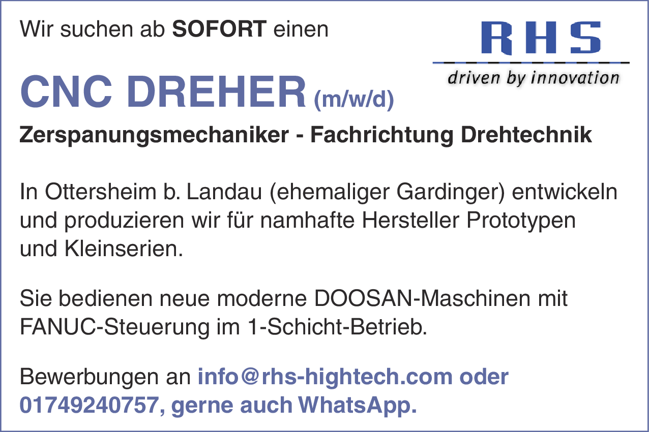 CNC Dreher (m/w/d)