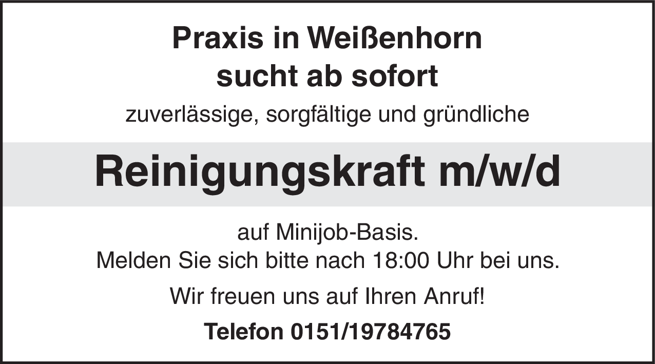 Reinigungskraft (m/w/d)