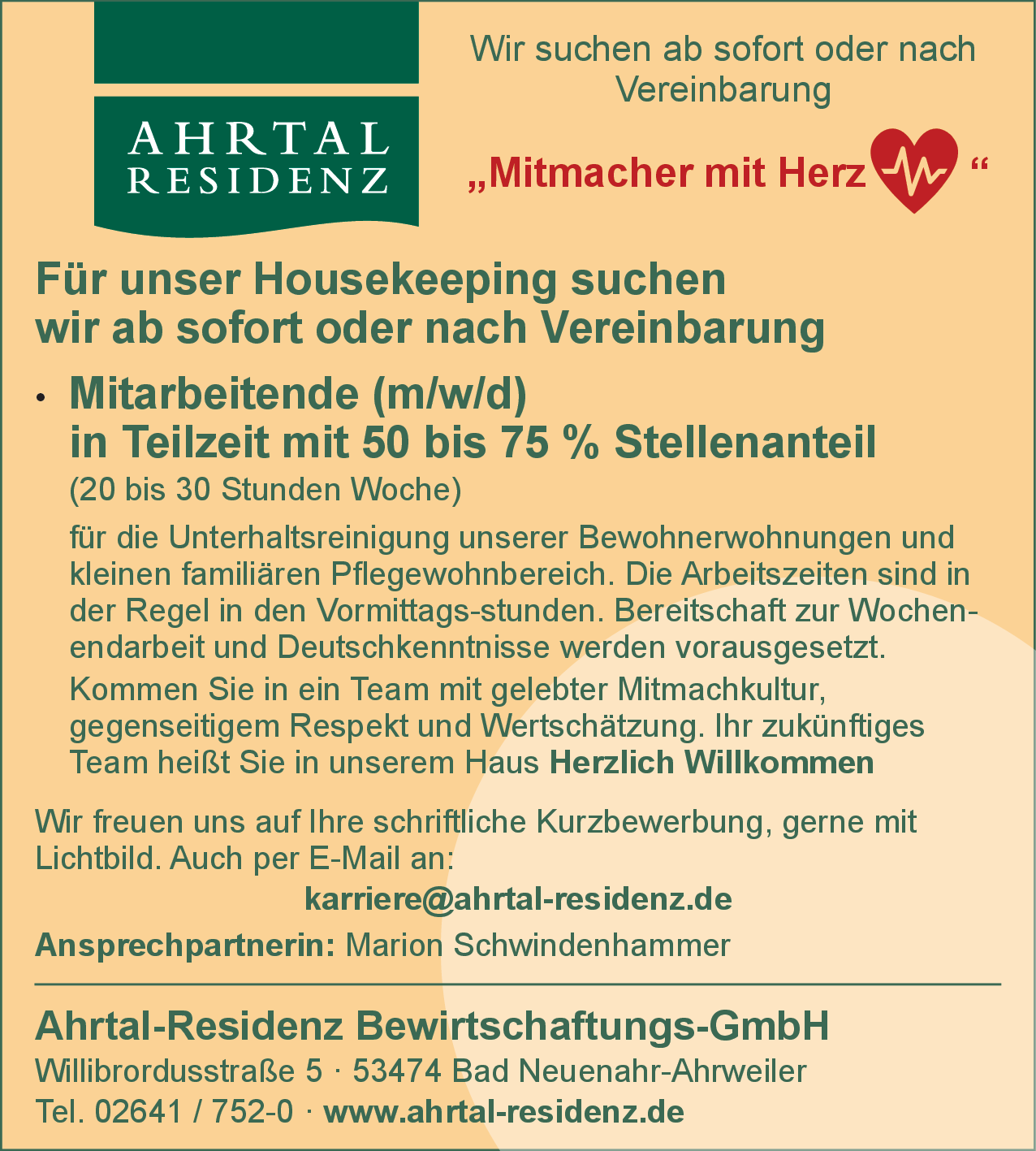 Mitarbeitende (m/w/d) in Teilzeit