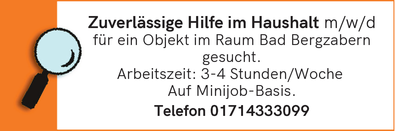 Zuverlässige Hilfe im Haushalt (m/w/d)