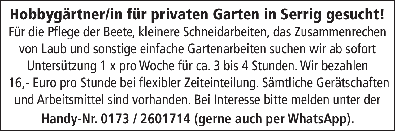 Hobbygärtner (m/w/d)