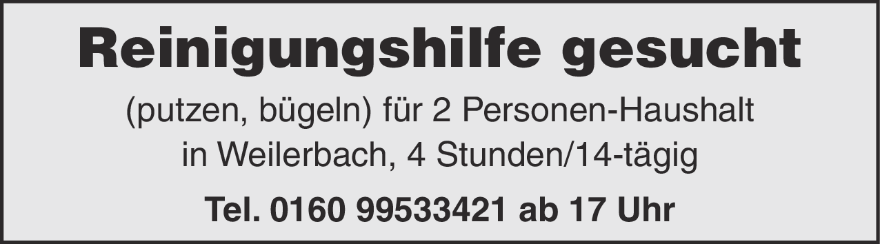 Reinigungshilfe (m/w/d)