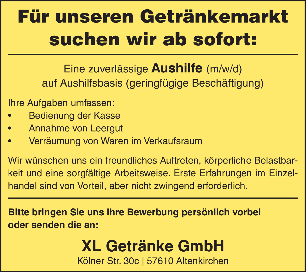 Aushilfe (m/w/d)