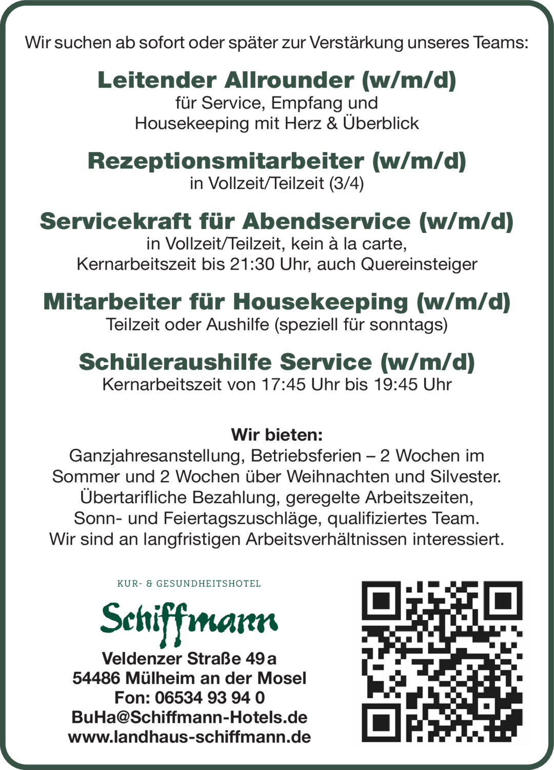 Schüleraushilfe Service (w/m/d)