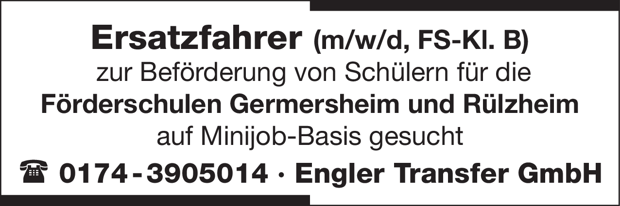 Ersatzfahrer (m/w/d, FS-Kl. B)