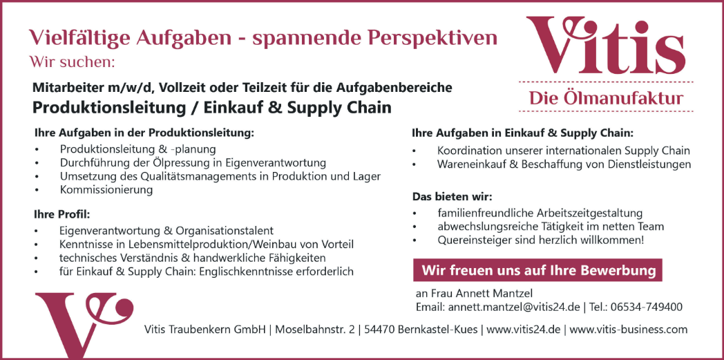 Mitarbeiter (m/w/d) Produktionsleitung
