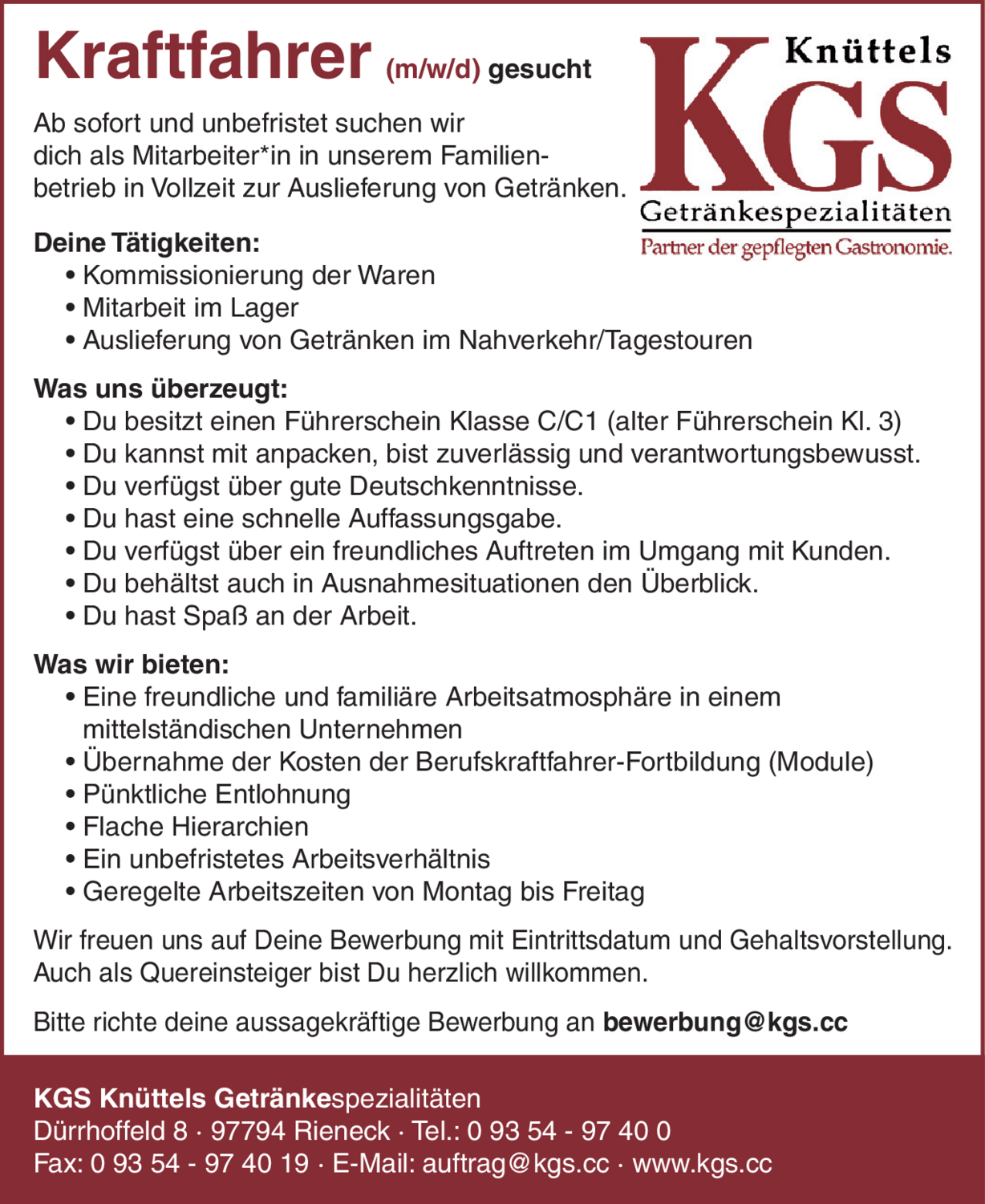 Kraftfahrer (m/w/d)