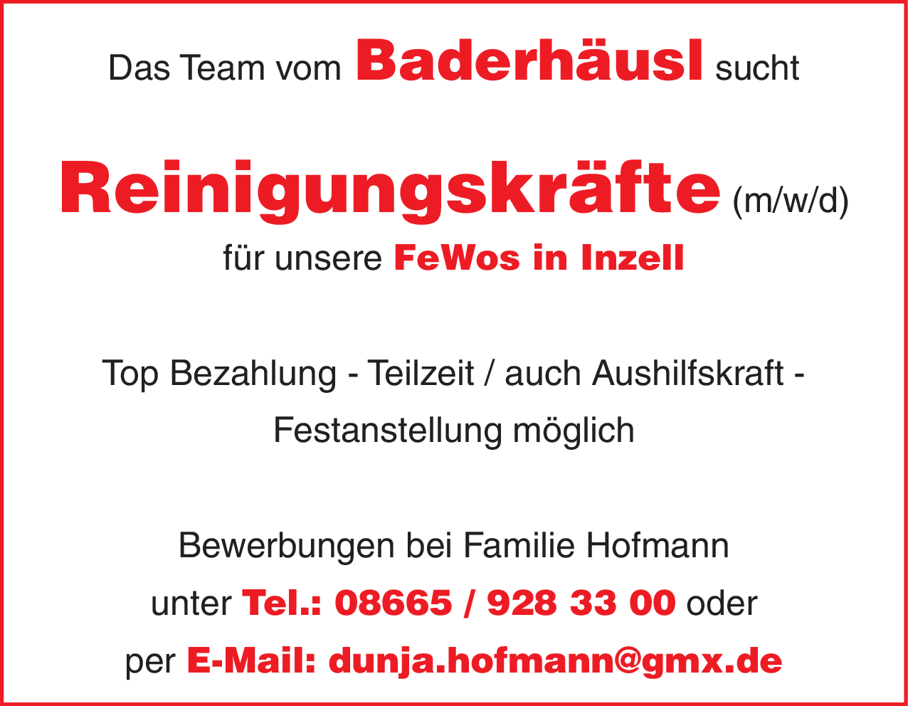 Reinigungskraft (m/w/d)