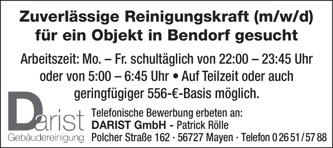 Reinigungskraft (m/w/d)