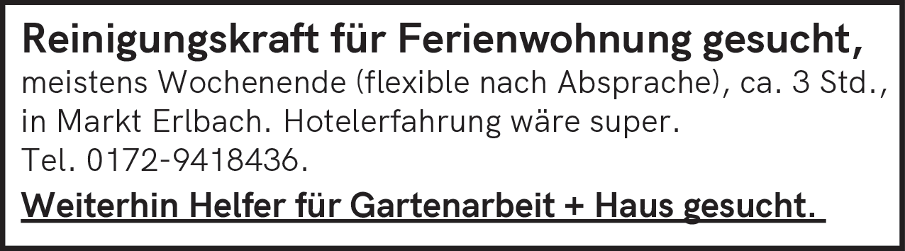 Helfer für Gartenarbeit und Haus (m/w/d)