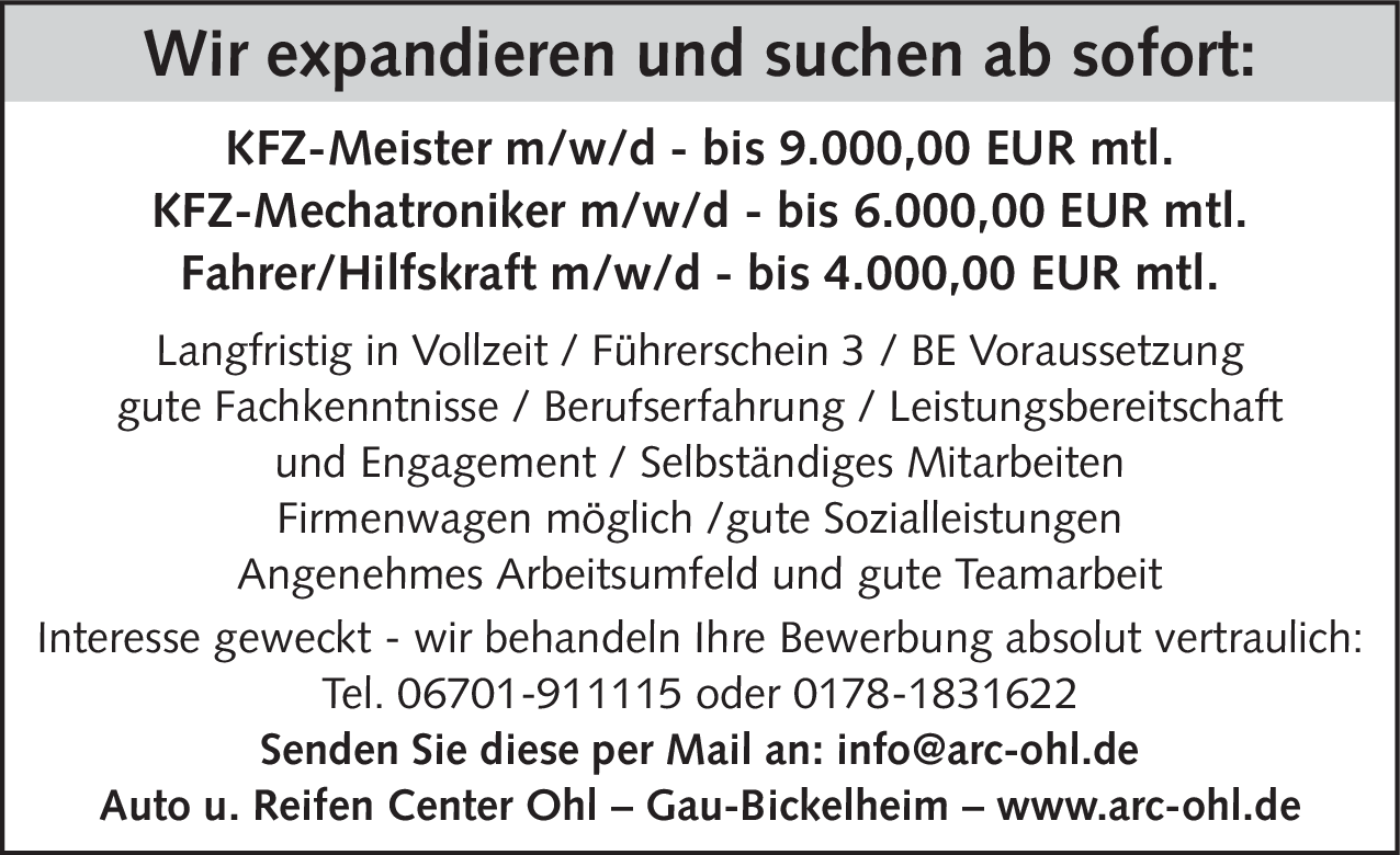 KFZ-Mechatroniker (m/w/d)