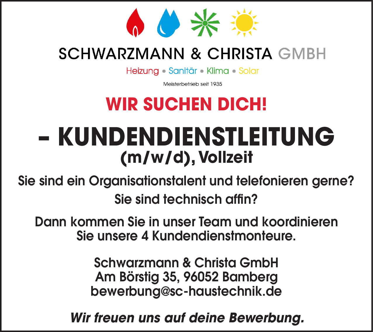Kundendienstleitung (m/w/d)