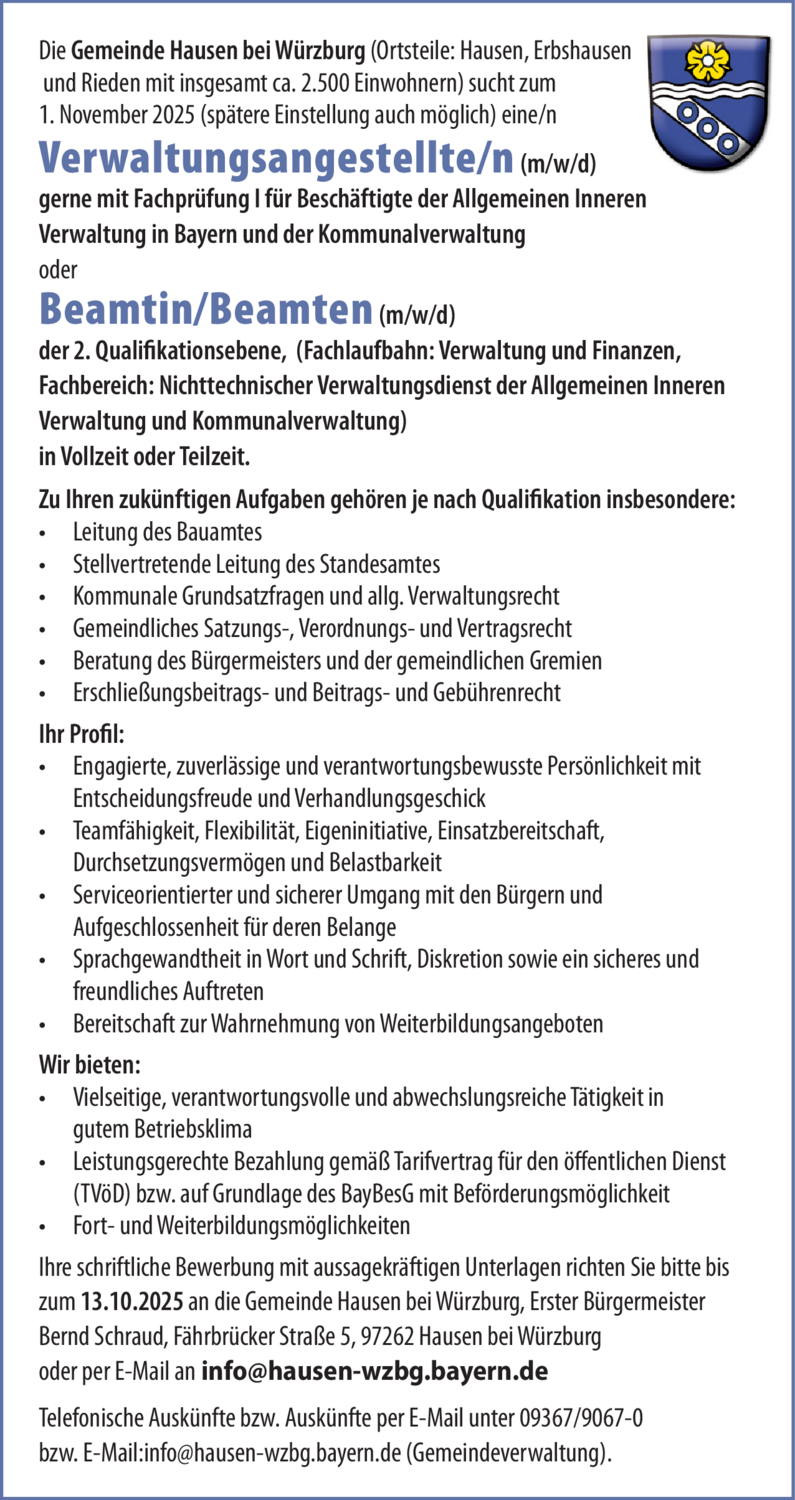 Verwaltungsangestellter (m/w/d)