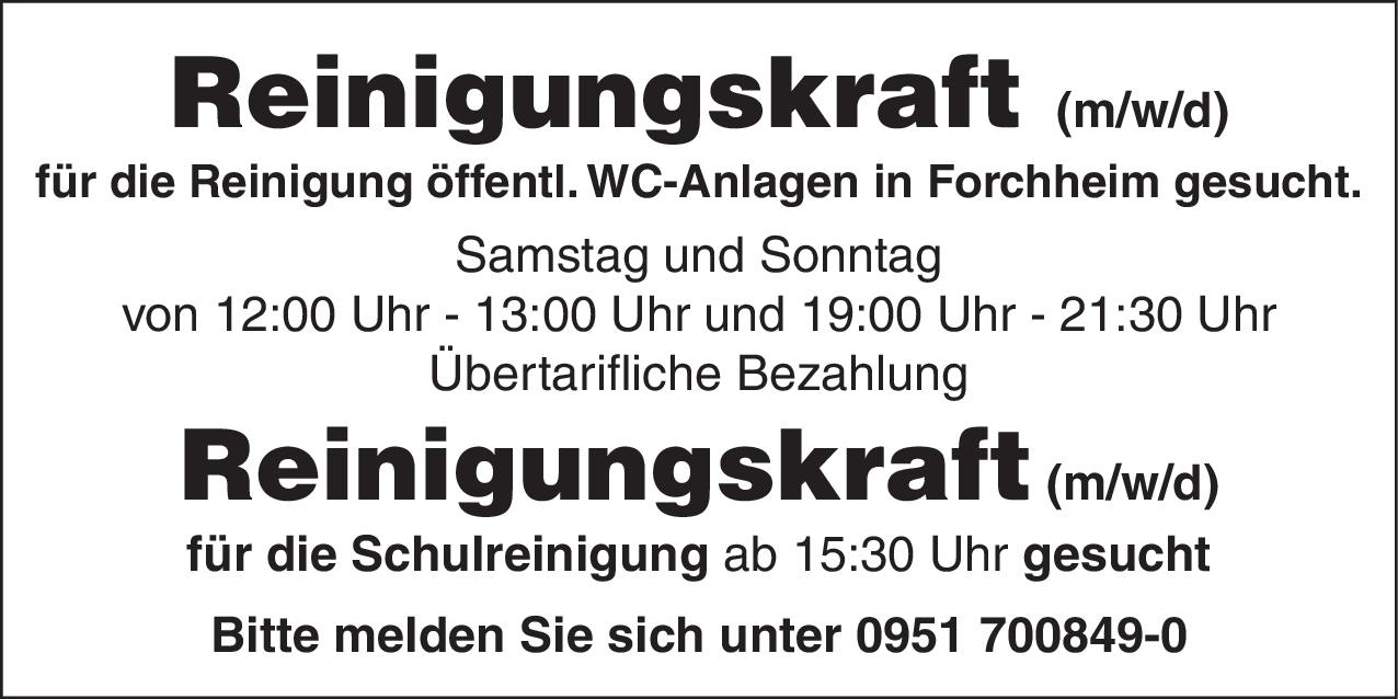 Reinigungskraft (m/w/d)