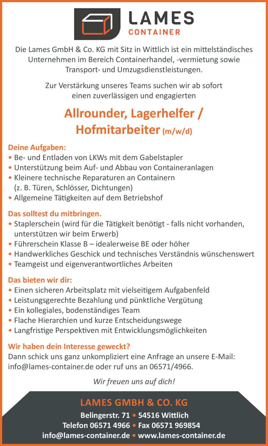 Lagerhelfer (m/w/d)