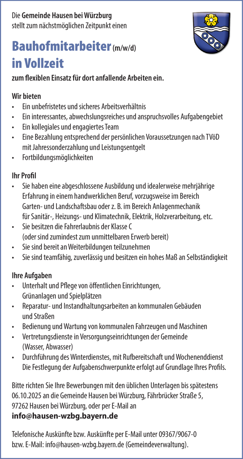 Bauhofmitarbeiter (m/w/d)