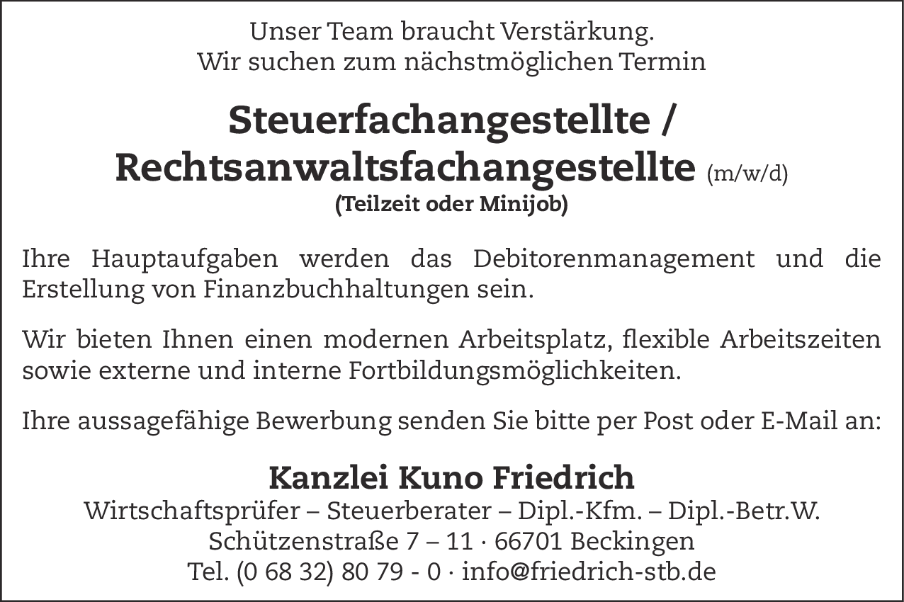 Steuerfachangestellte (m/w/d)