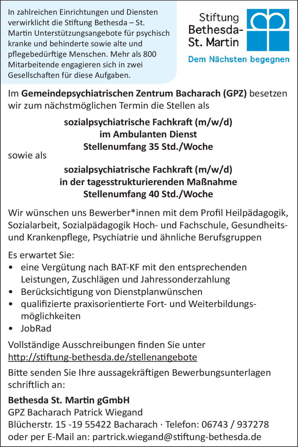 Sozialpsychiatrische Fachkraft (m/w/d) im Ambulanten Dienst