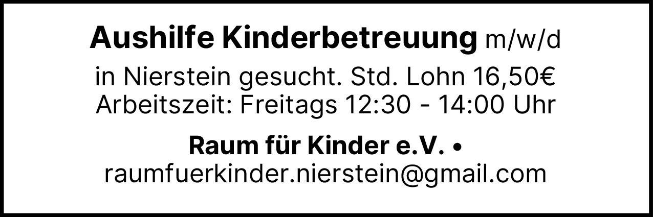 Aushilfe Kinderbetreuung (m/w/d)