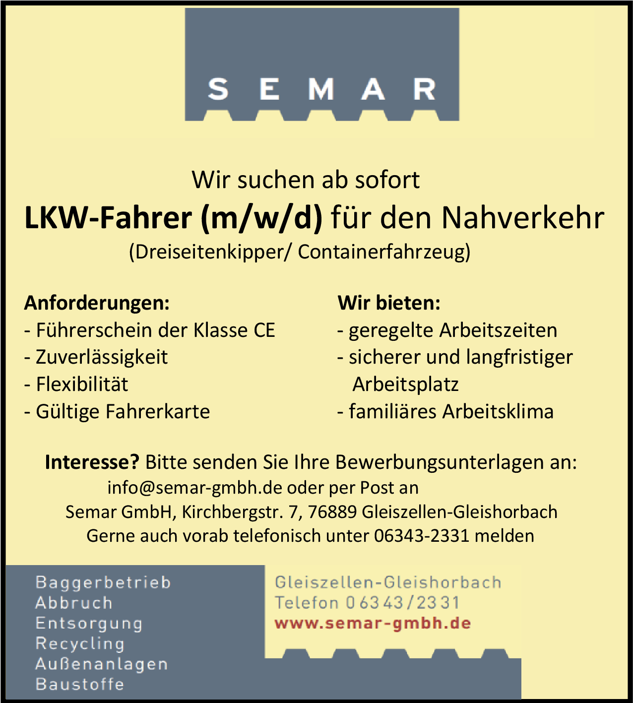 LKW-Fahrer (m/w/d)