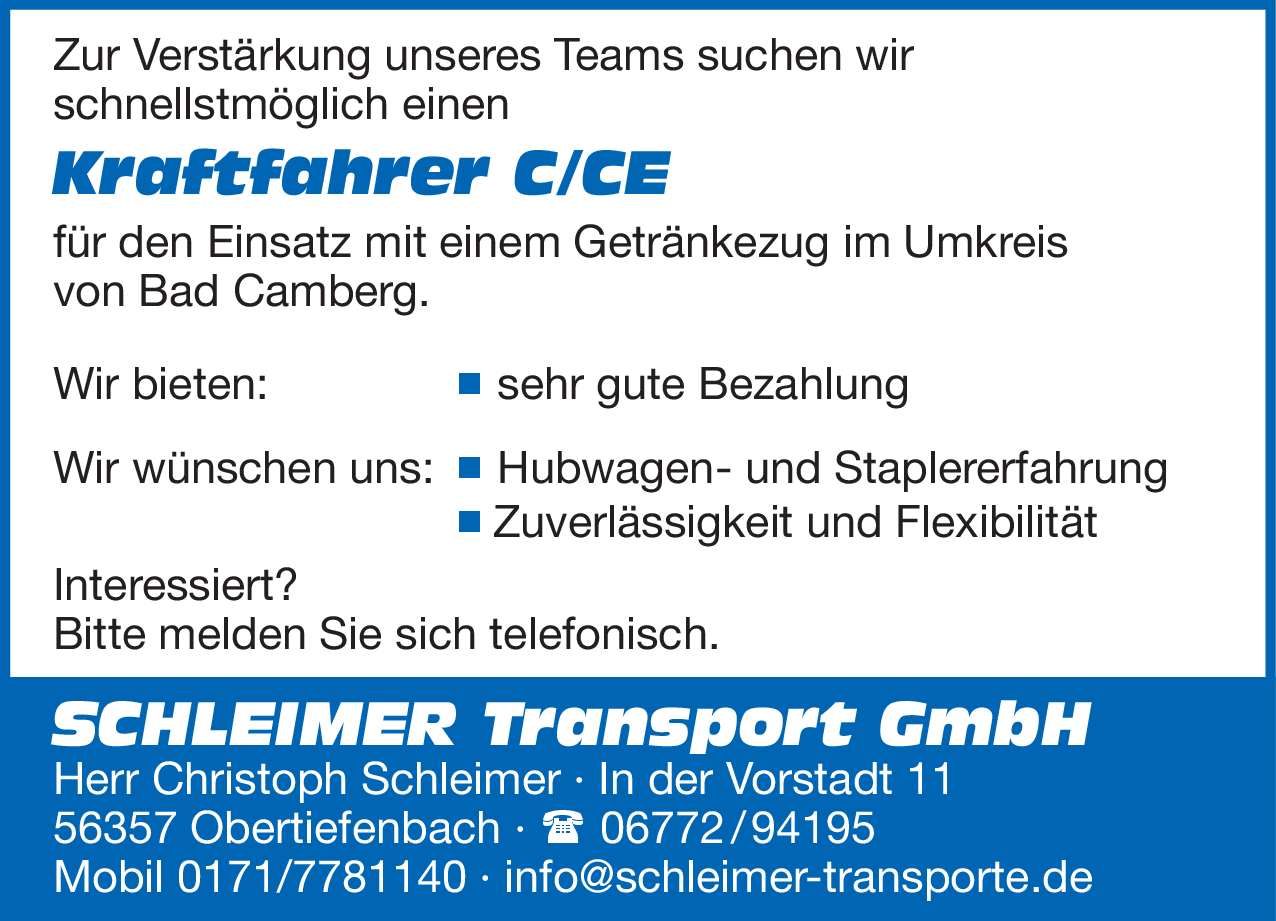 Kraftfahrer C/CE
