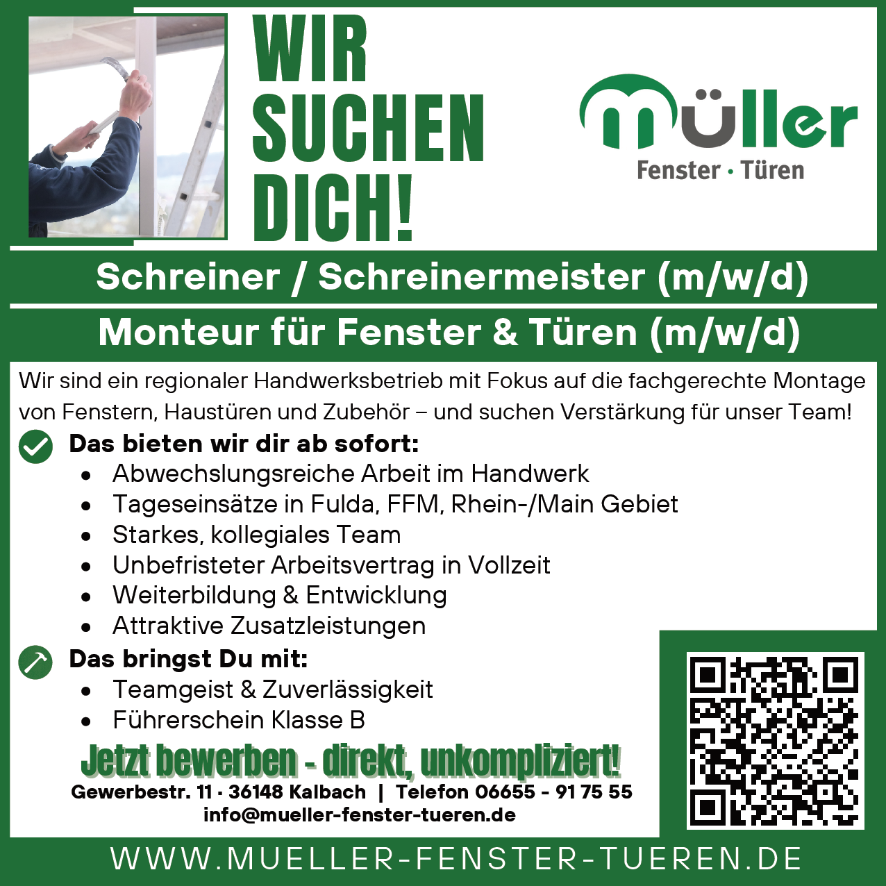 Monteur für Fenster & Türen (m/w/d)