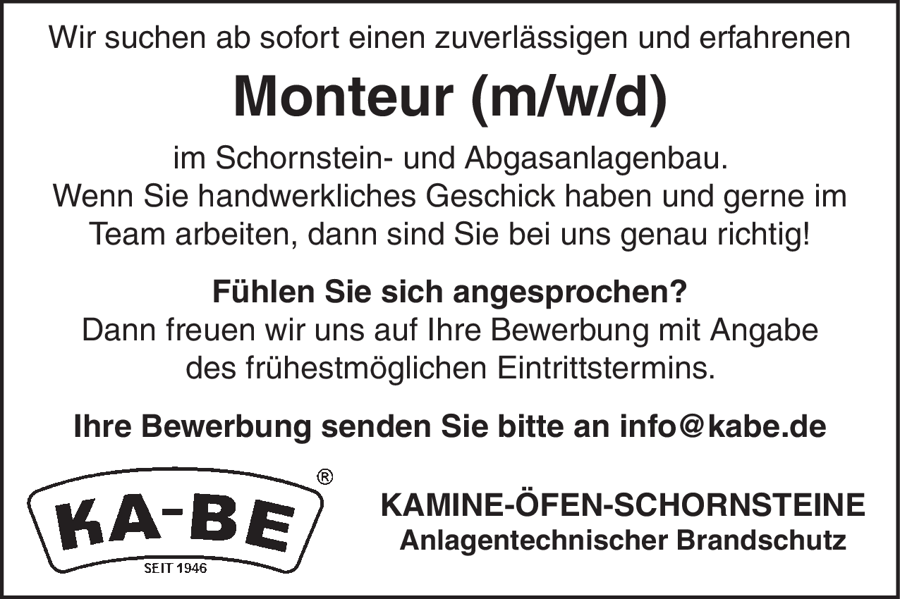 Monteur (m/w/d)