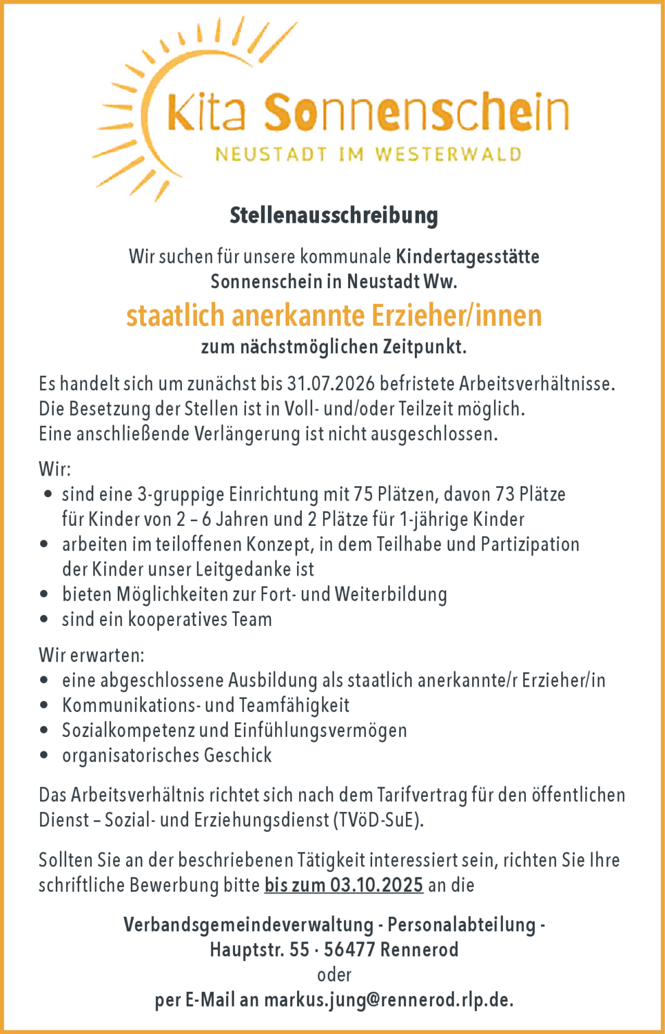 Staatlich anerkannte Erzieher/in (m/w/d)