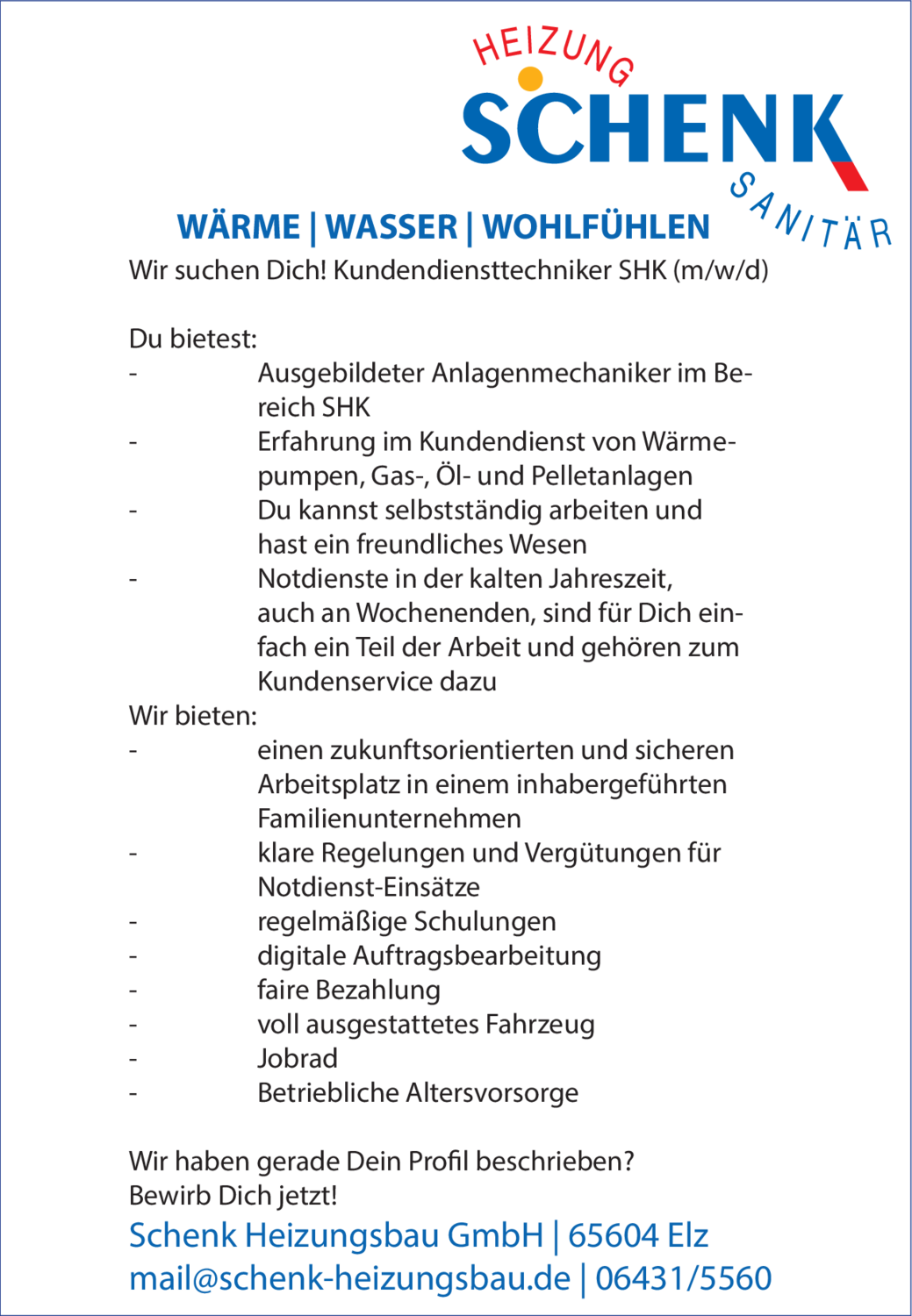 Kundendiensttechniker SHK (m/w/d)
