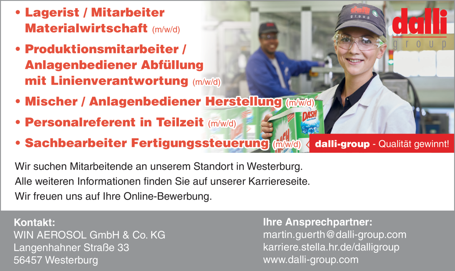 Produktionsmitarbeiter / Anlagenbediener Abfüllung mit Linienverantwortung (m/w/d)