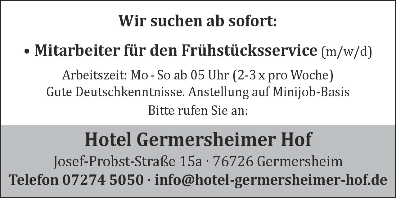 Mitarbeiter für den Frühstücksservice (m/w/d)