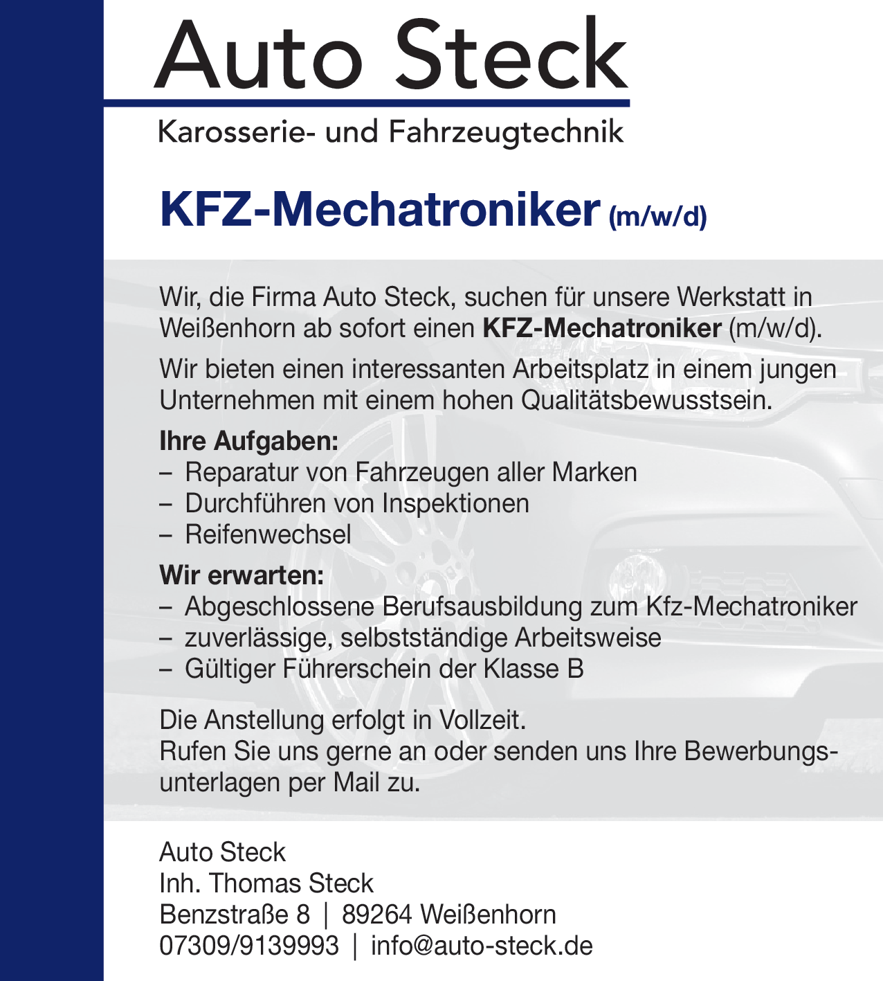 KFZ-Mechatroniker (m/w/d)