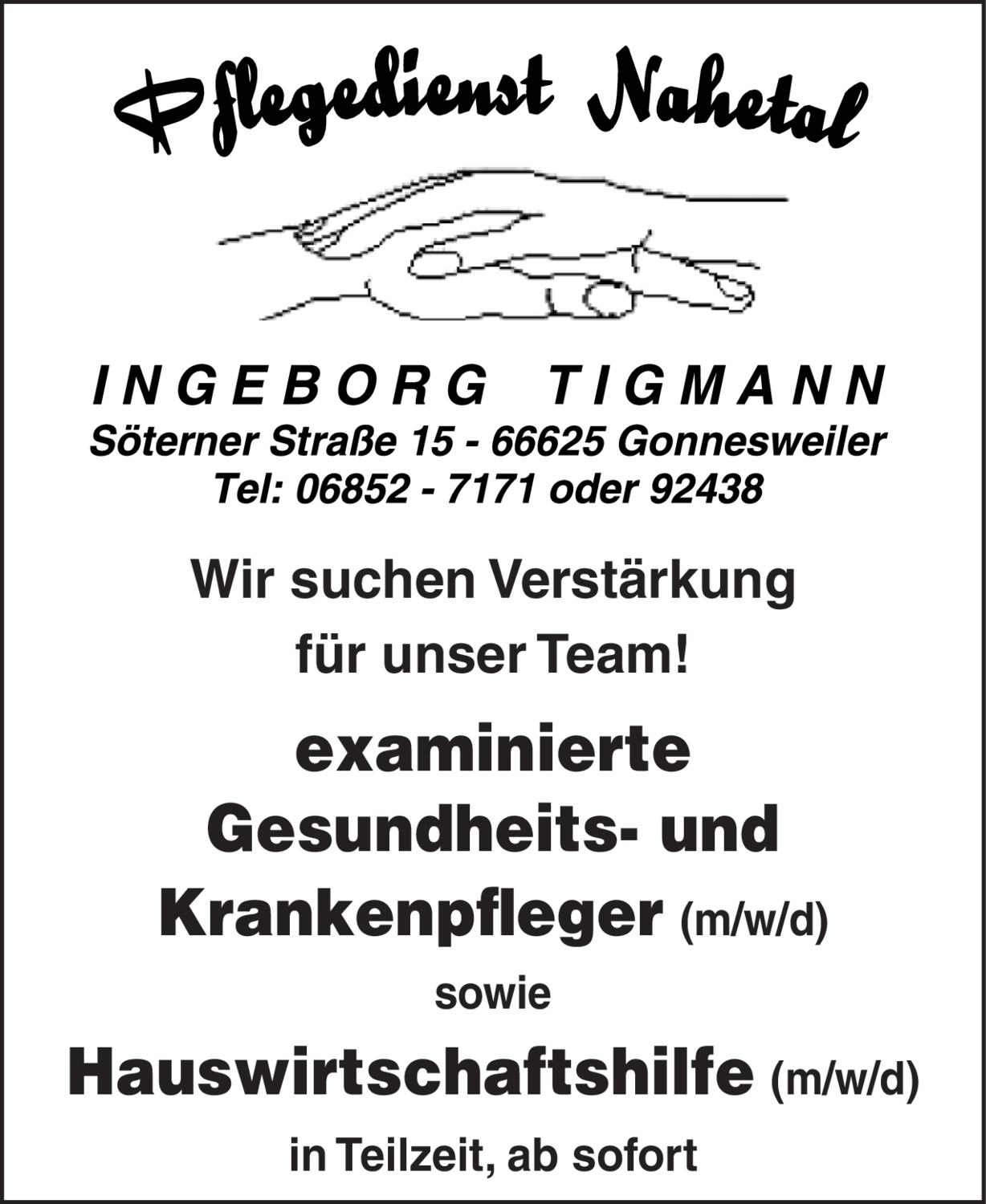 Gesundheits- und Krankenpfleger (m/w/d)
